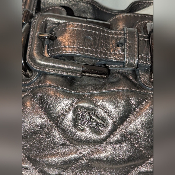 Burberry Beaton Bag Quilted Leather Metalic Pewter Shoulder Bag keeks COA Guc - Picture 5 of 16